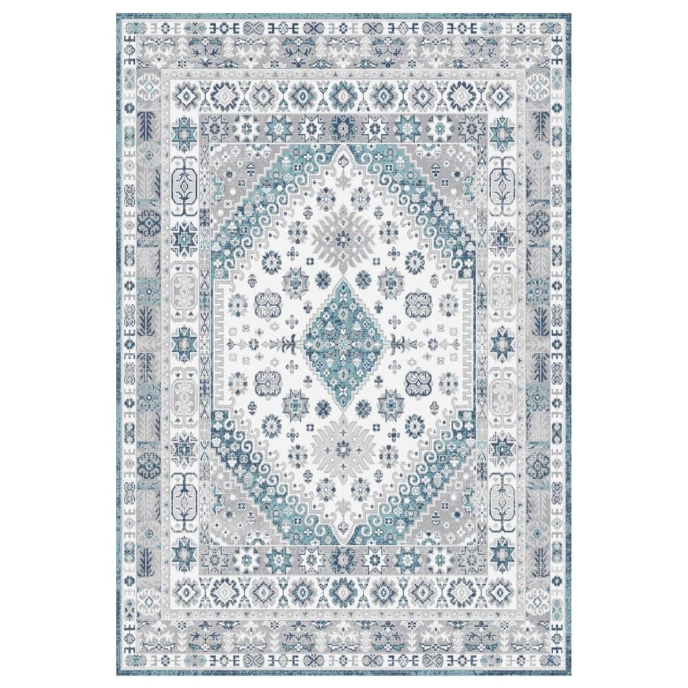 Central Oriental Sientan Veati 2521.259 2'2" x 7'6" Cream and Light Blue Runner, , large