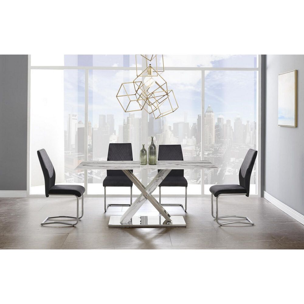 Global Furniture USA Dining Table in Light Grey Silver Marble, , large