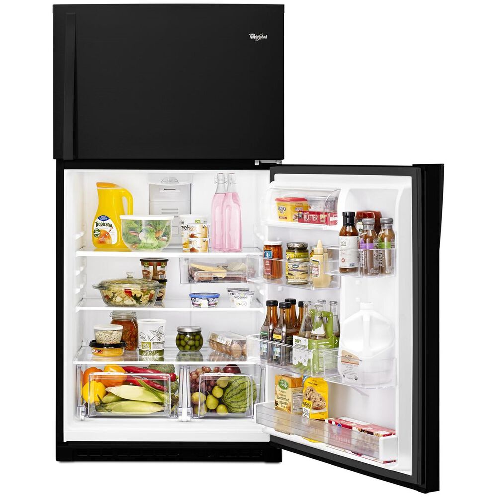 Whirlpool 21 Cu. Ft. 33&quot; Wide Top Freezer Refrigerator in Black, , large