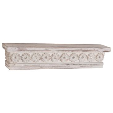 Maple and Jade 28" x 6" Wall Shelf in Distressed White, , large
