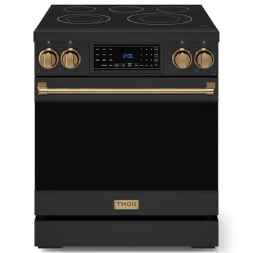 Thor Kitchen Gordon Ramsay 4.55 Cu. Ft. 30" Professional Electric Range with Bronze Handle Kit in Black, , large