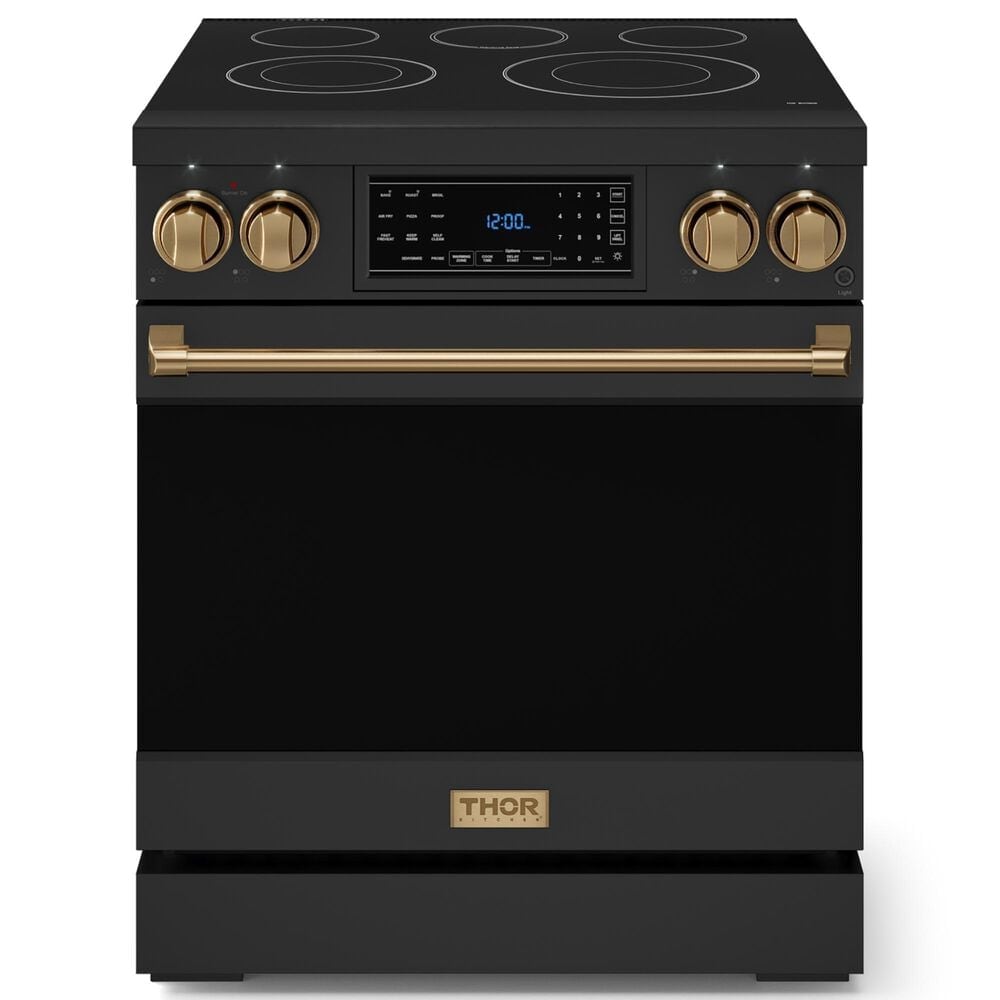 Thor Kitchen Gordon Ramsay 4.55 Cu. Ft. 30" Professional Electric Range with Bronze Handle Kit in Black, , large