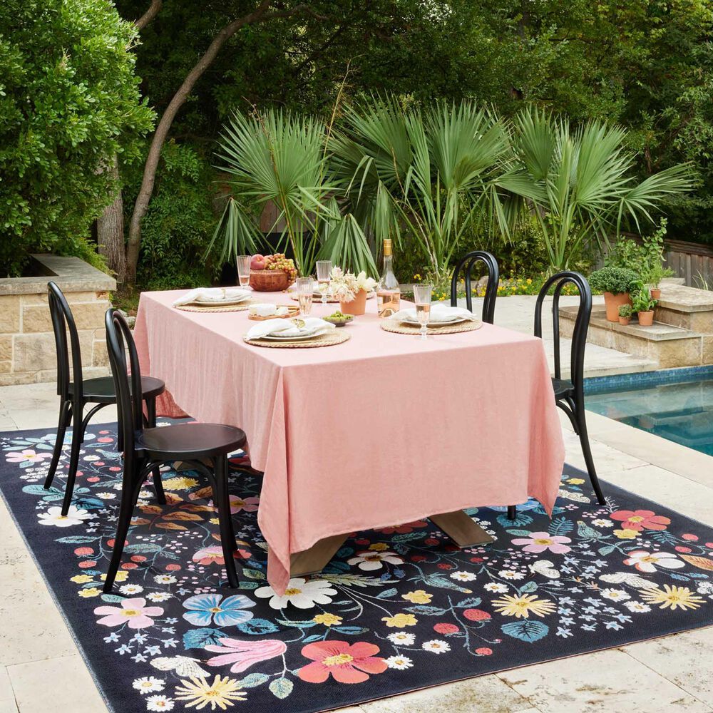 Rifle Paper Co Perennial Strawberry Fields 5&#39;3&quot; x 7&#39;8&quot; Black Area Rug, , large