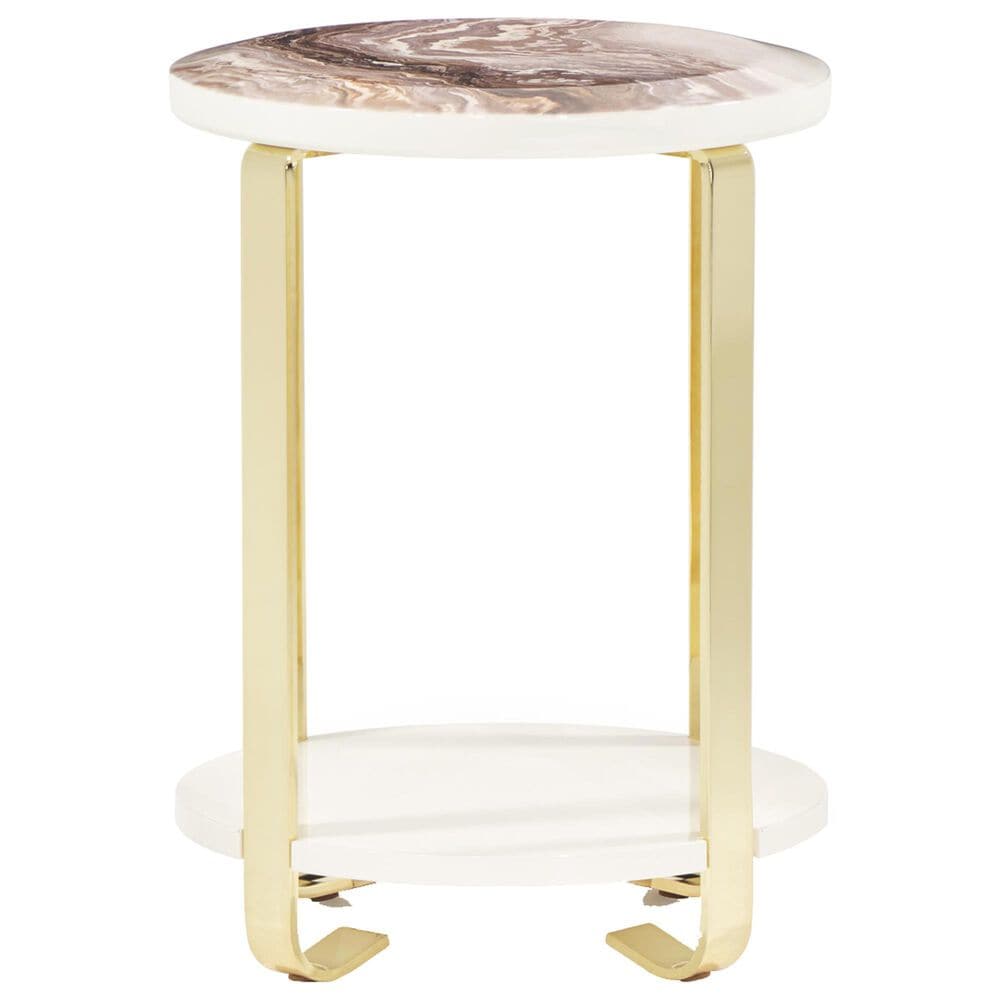 Vista Haus Ariana Chairside End Table in Gold and White, , large