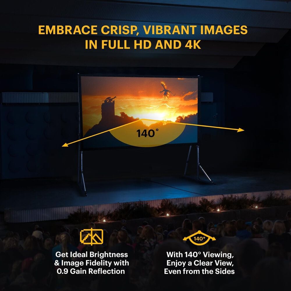 Kodak 150 Projector Screen with Stand - Fast Fold Front Projection Screen with Tripod &amp; Case, , large
