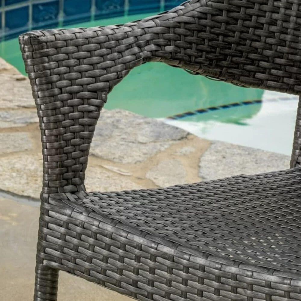 Hearth and Haven Mirage Wicker Stacking Arm Chair in Grey (Set of 4), , large