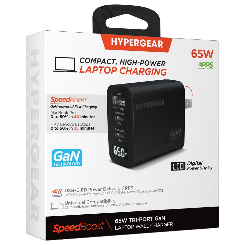 Hypercel SpeedBoost 65W Multi Travel Charger in Black, , large