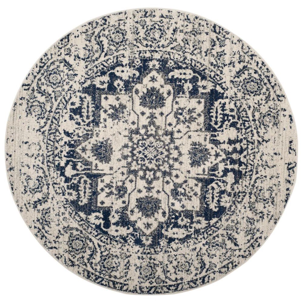 Safavieh Madison MAD603D 9&#39; Round Cream and Navy Area Rug, , large
