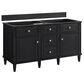 James Martin Vanities Lorelai 60" Double Bathroom Vanity in Black Onyx with 3 cm Eternal Jasmine Pearl Silestone Top, Rectangular Sinks and FreePower Wireless Charger, , large