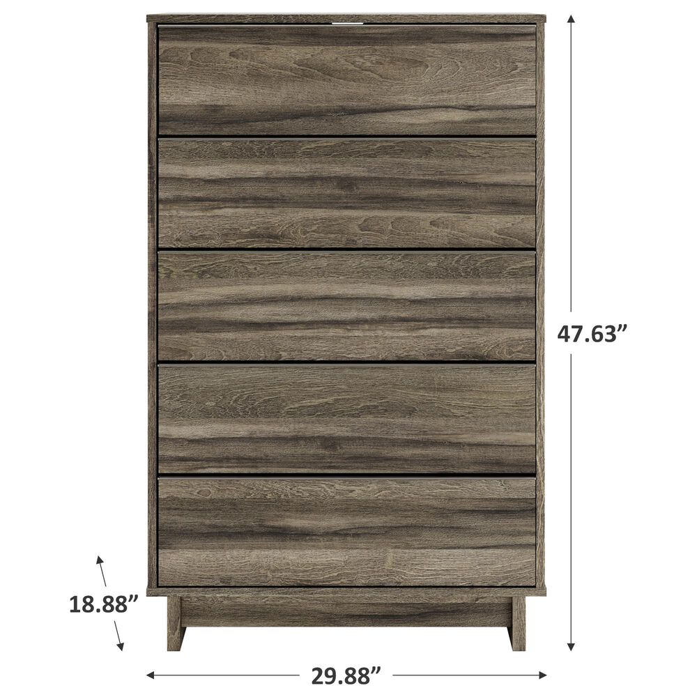 Ashley Shallifer 5 Drawer Chest in Brown, , large