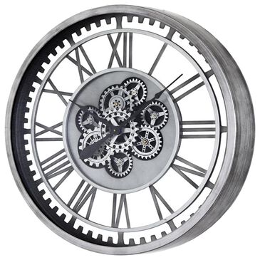 Yosemite Home Decor 32" Round Gear Wall Clock in Silver, , large