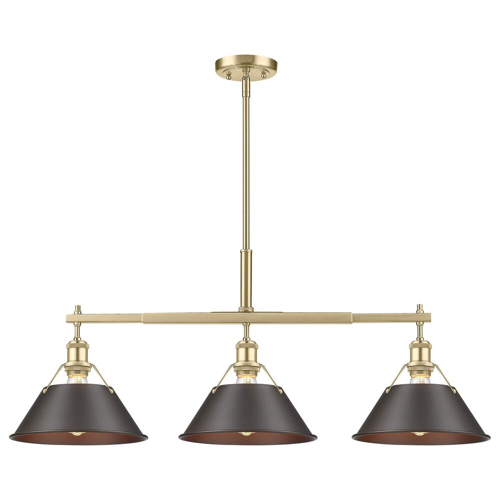 Golden Lighting Orwell 3-Light Linear Pendant with Rubbed Bronze Shade in Brushed Champagne Bronze, , large