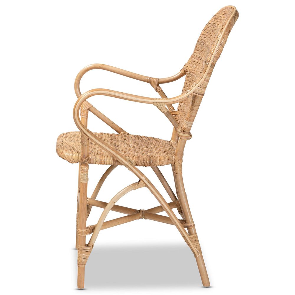Baxton Studio Genna Arm Chair in Natural Brown, , large