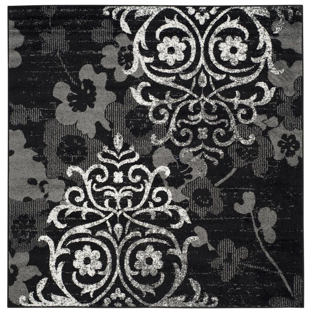 Safavieh Adirondack ADR114A-4SQ 4" x 4" Black/Silver Square Rug, , large