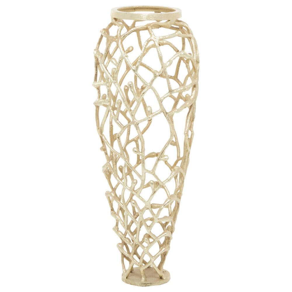 Maple and Jade 23" Cutout Coral Decorative Vase in Satin Gold, , large