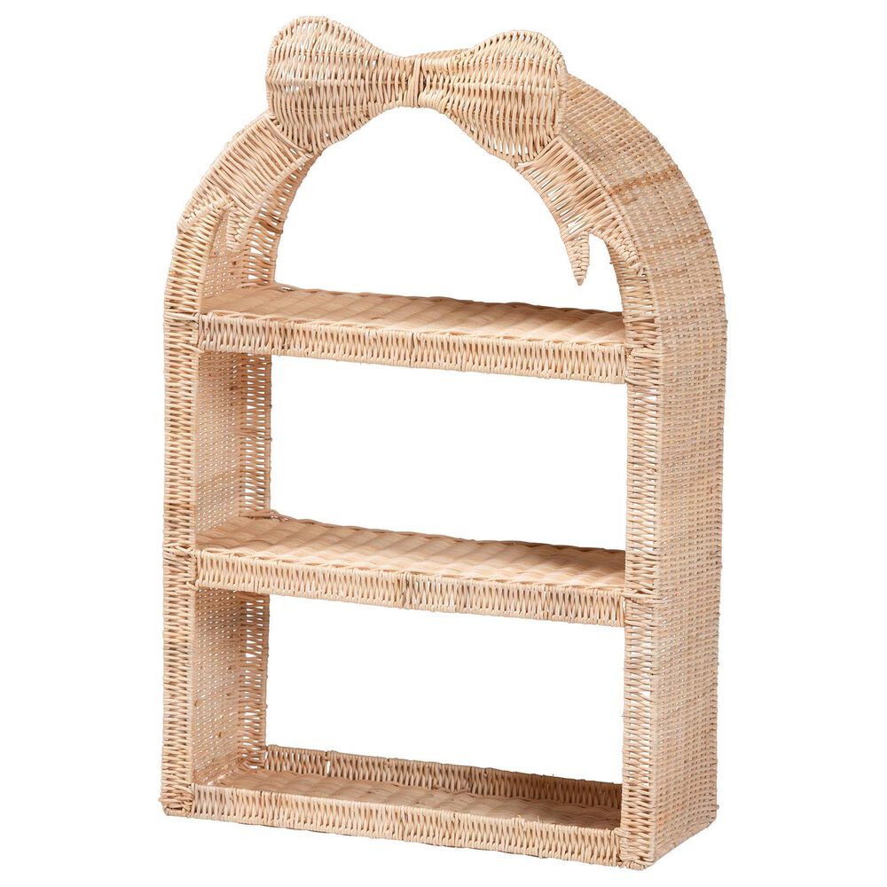 Baxton Studio Creusa 3-Tier Arched Wall Shelf in Natural Brown, , large