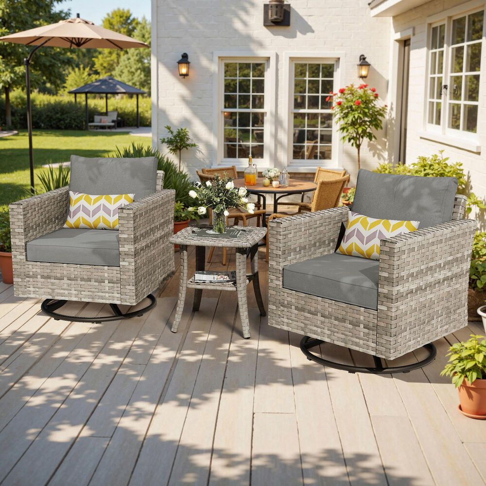 HOMLUX 3-Piece Outdoor Conversation Set in Dark Gray, , large