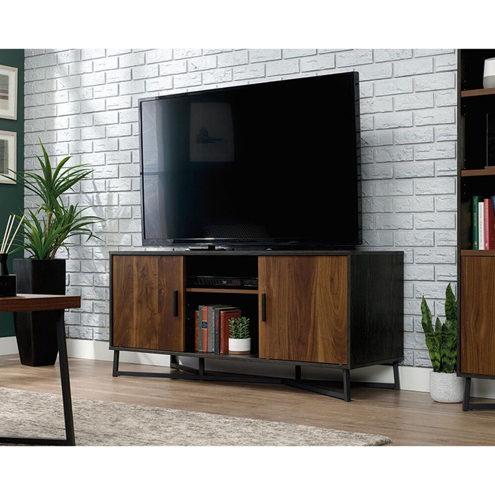Sauder Canton Lane 54&quot; TV Credenza in Brew Oak, Grand Walnut and Black, , large