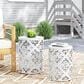 Hearth and Haven Outdoor End Table with Floral Pattern in White (Set of 2), , large