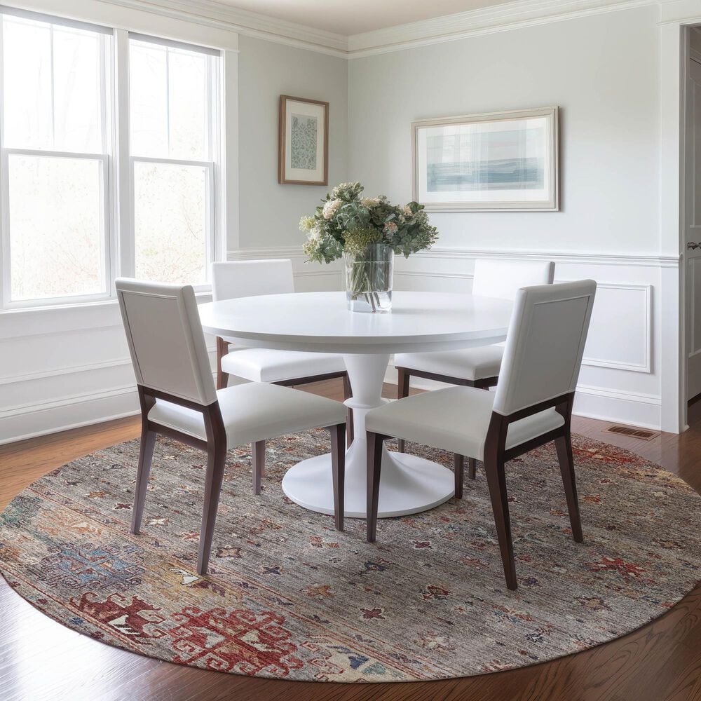 Dalyn Rug Company Karaj KJ5 8&#39; Round Gray Indoor/Outdoor Area Rug, , large