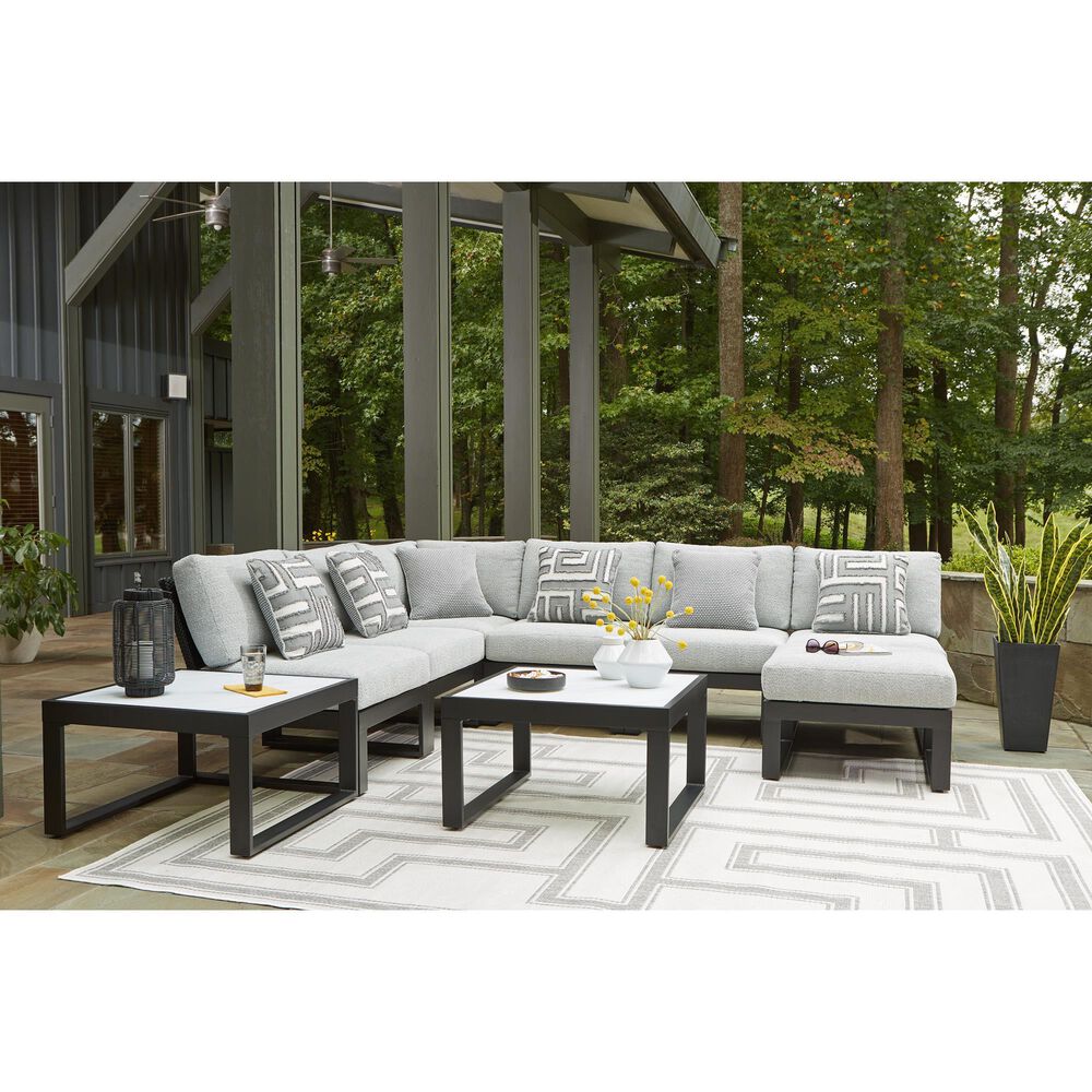 Ashley Beachloft Patio Ottoman with Gray Cushion in Black, , large