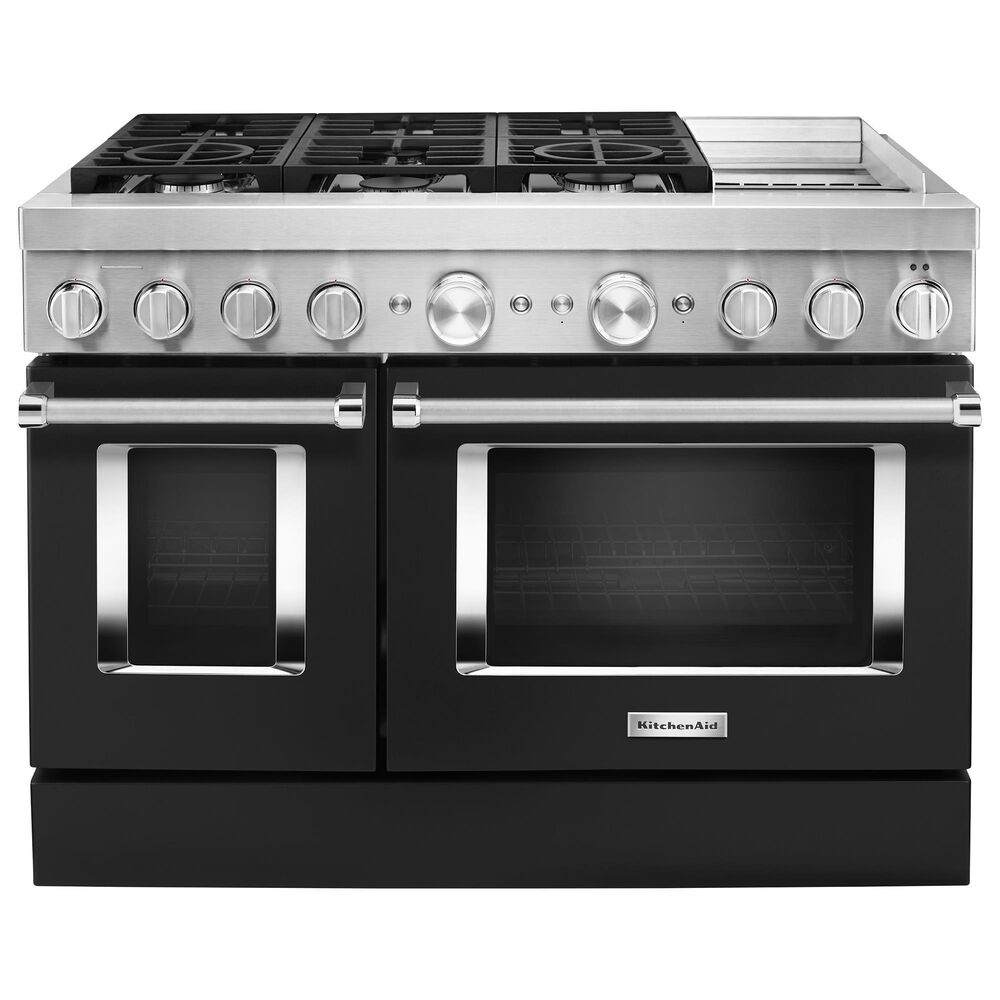 KitchenAid 48" Professional Double Oven Dual Fuel Range in Imperial Black, , large