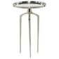 Maple and Jade 25" Round End Table with 3 Tripod Legs in Polished Silver, , large