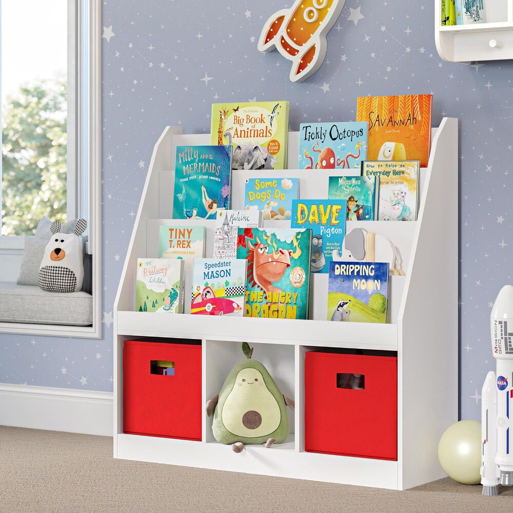 RiverRidge Home 3-Cubby Kid Book Rack in White, , large