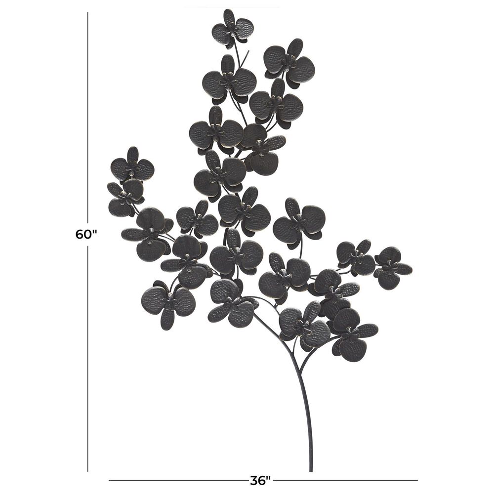 Maple and Jade 60&quot; x 36&quot; Orchid Floral Wall Decor with Stem in Matte Black, , large