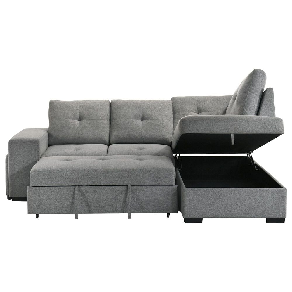 Coaster Roanne Fabric Upholstered Sleeper Sectional Sofa Grey, , large