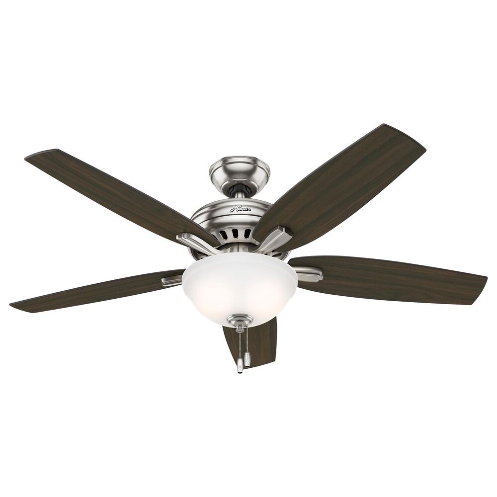Hunter Newsome 52" Ceiling Fan with Lights in Brushed Nickel, , large