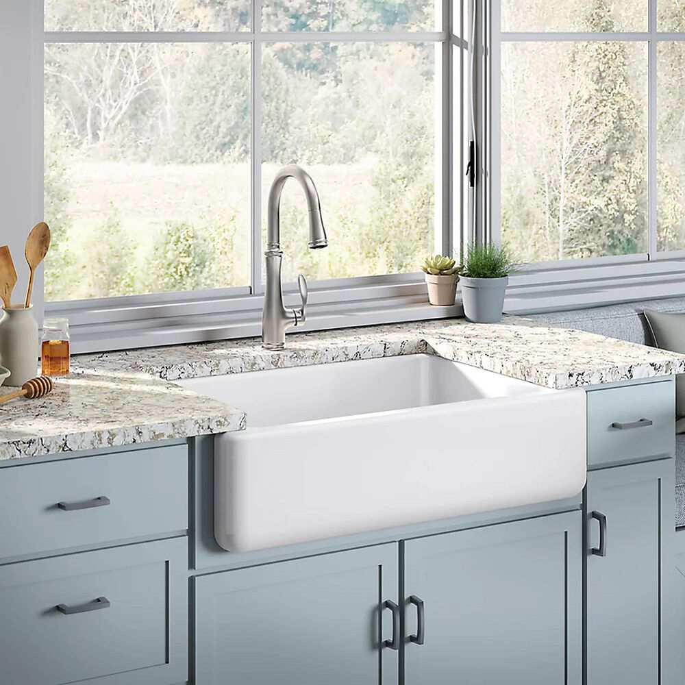 Kohler Whitehaven 33&quot; Undermount Single-Bowl Farmhouse Kitchen Sink in White, , large
