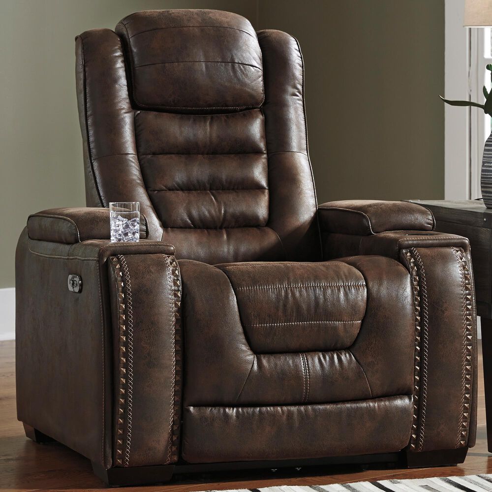 Signature Design by Ashley Game Zone Power Recliner/Adjustable Headrest in Bark, , large