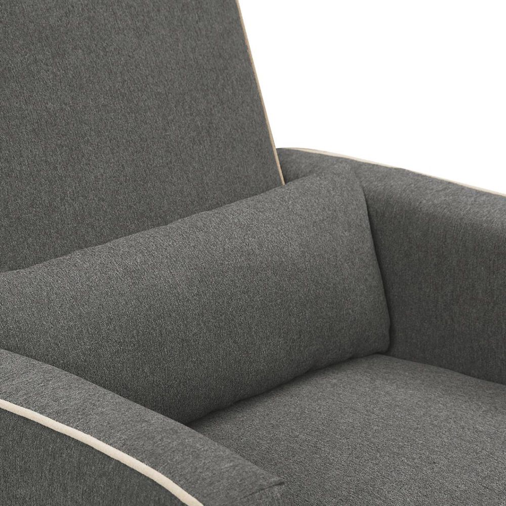 DaVinci Olive Swivel Glider with Bonus Ottoman in Dark Grey and Cream