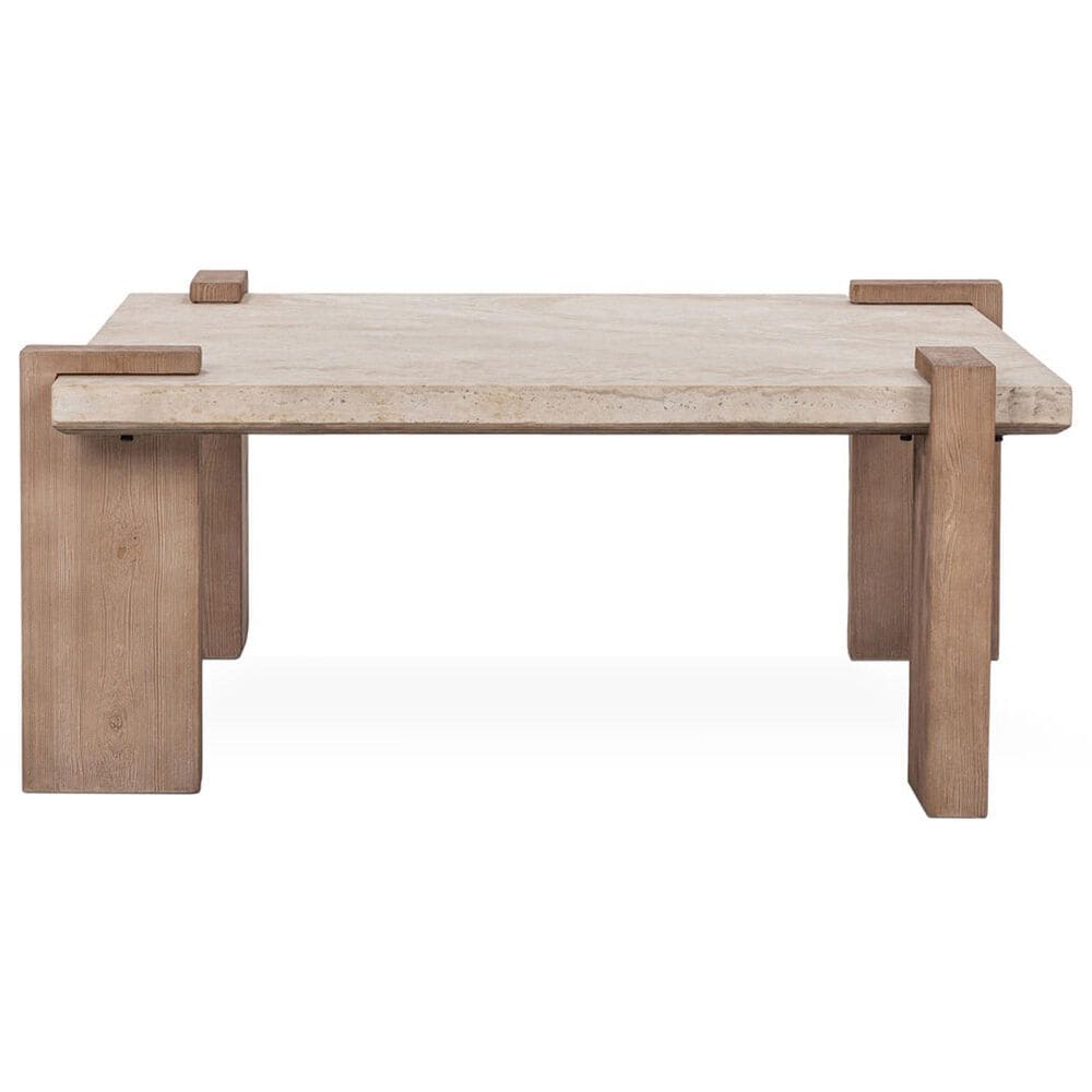 Classic Home Ruare 40&quot; Square Coffee Table in Distressed Brown, , large