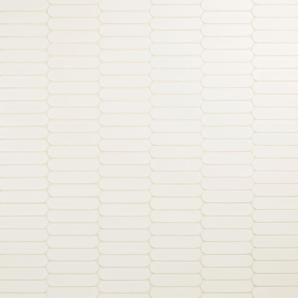 Dal-Tile Artefino Element White 1.5" x 6" Capsule on 12" x 13" Porcelain Mosaic Sheet, , large