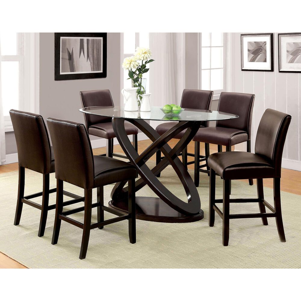 Furniture of America Armstead Counter Height Chair in Dark Walnut &#40;Set of 2&#41;, , large