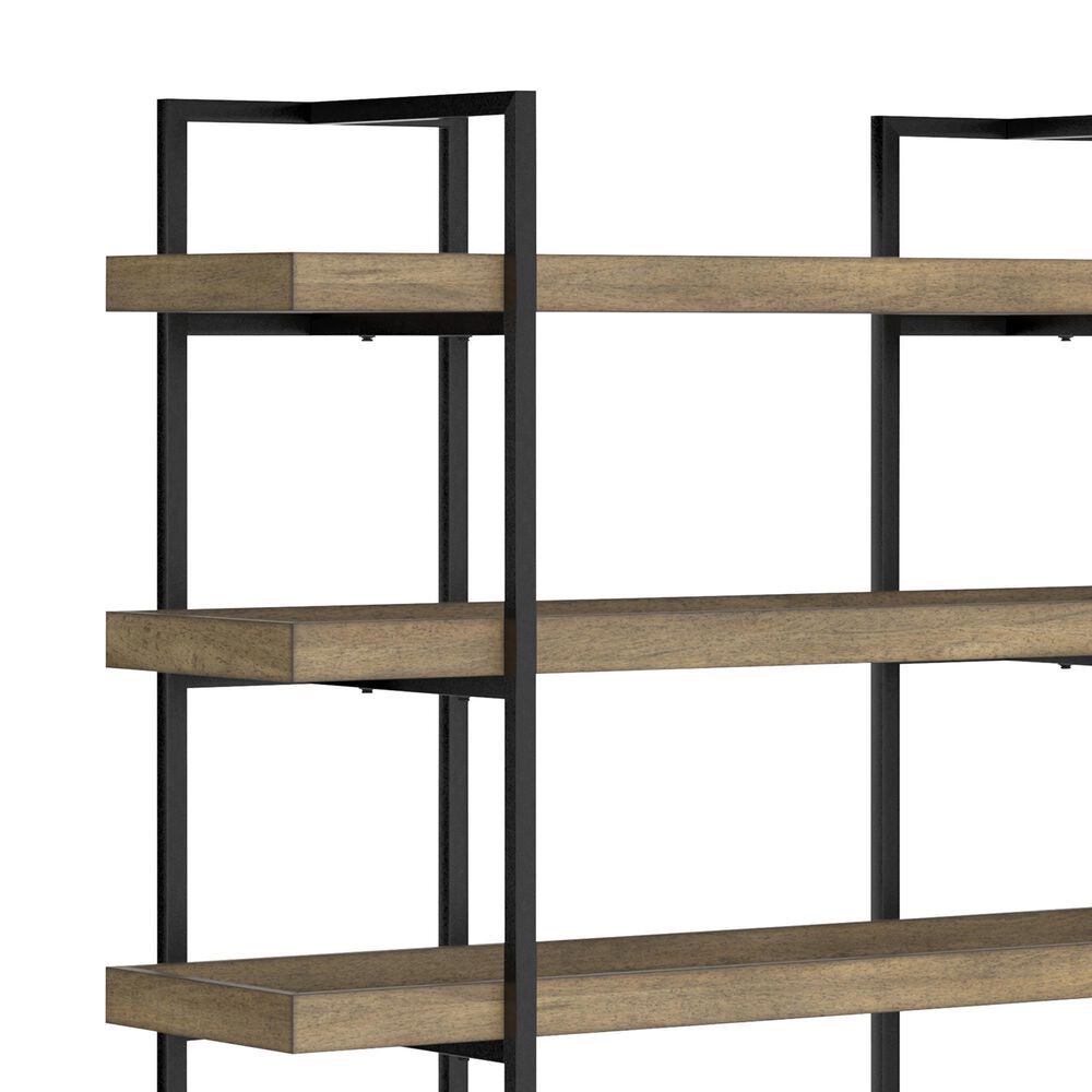 Ashley Montia 76&quot; Bookcase in Light Brown and Gunmetal Gray, , large