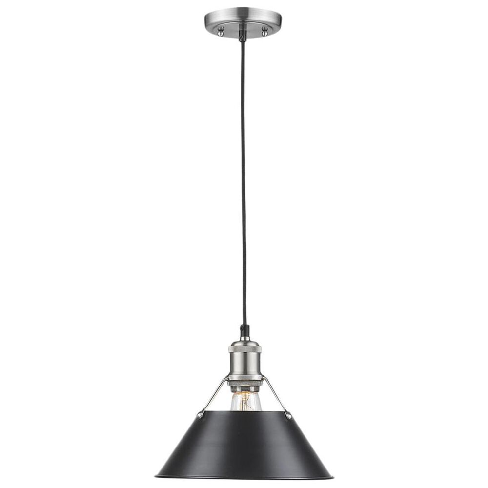 Golden Lighting Orwell PW 1-Light Pendant - 10&quot; in Pewter with Black Shade, , large
