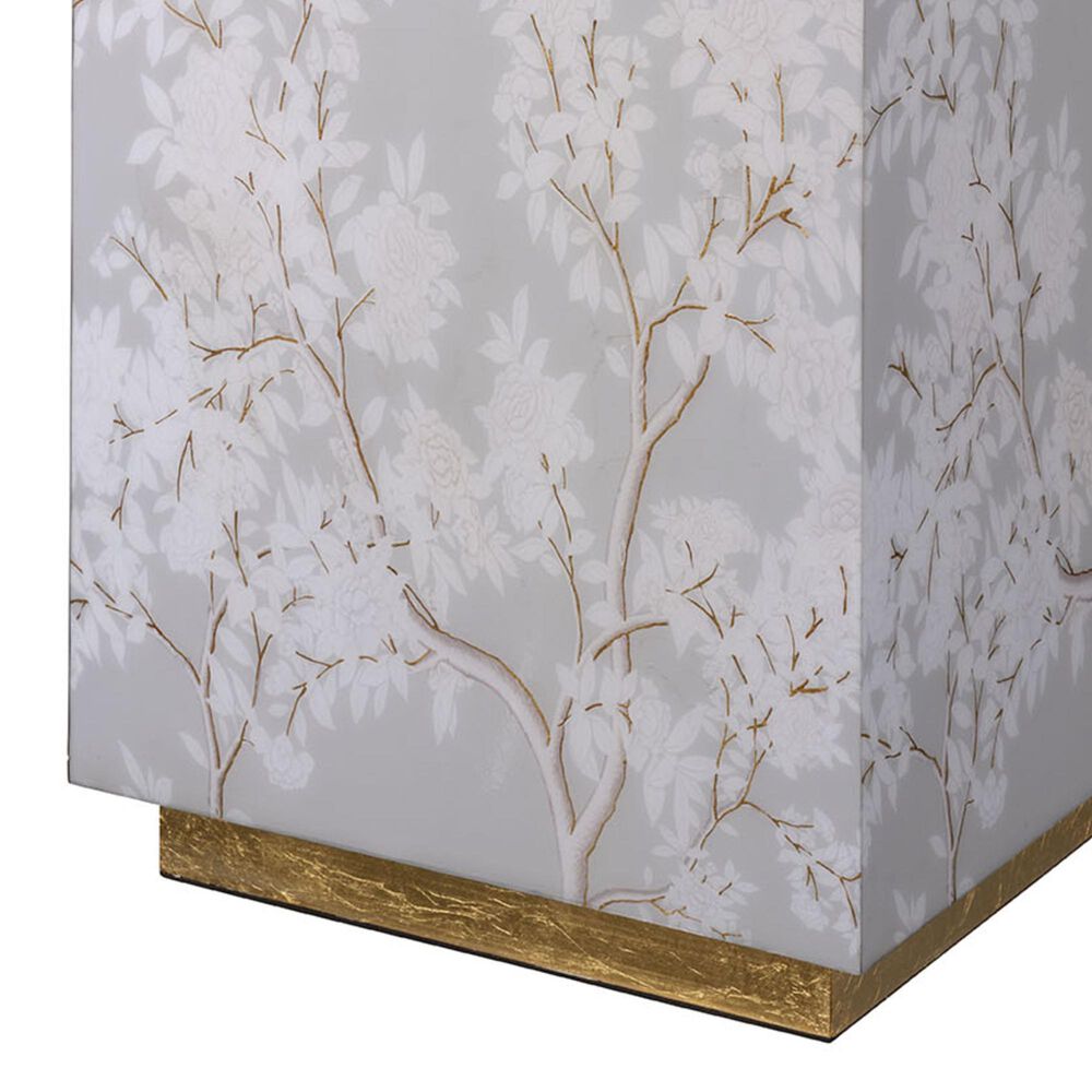 Splendor Living Quincy Floral Accent Side Table in Grey and Gold, , large