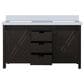Lexora Home Marsyas 60" Double Bathroom Vanity in Brown with 2 cm White Cultured Marble Top and Rectangular Sinks, , large