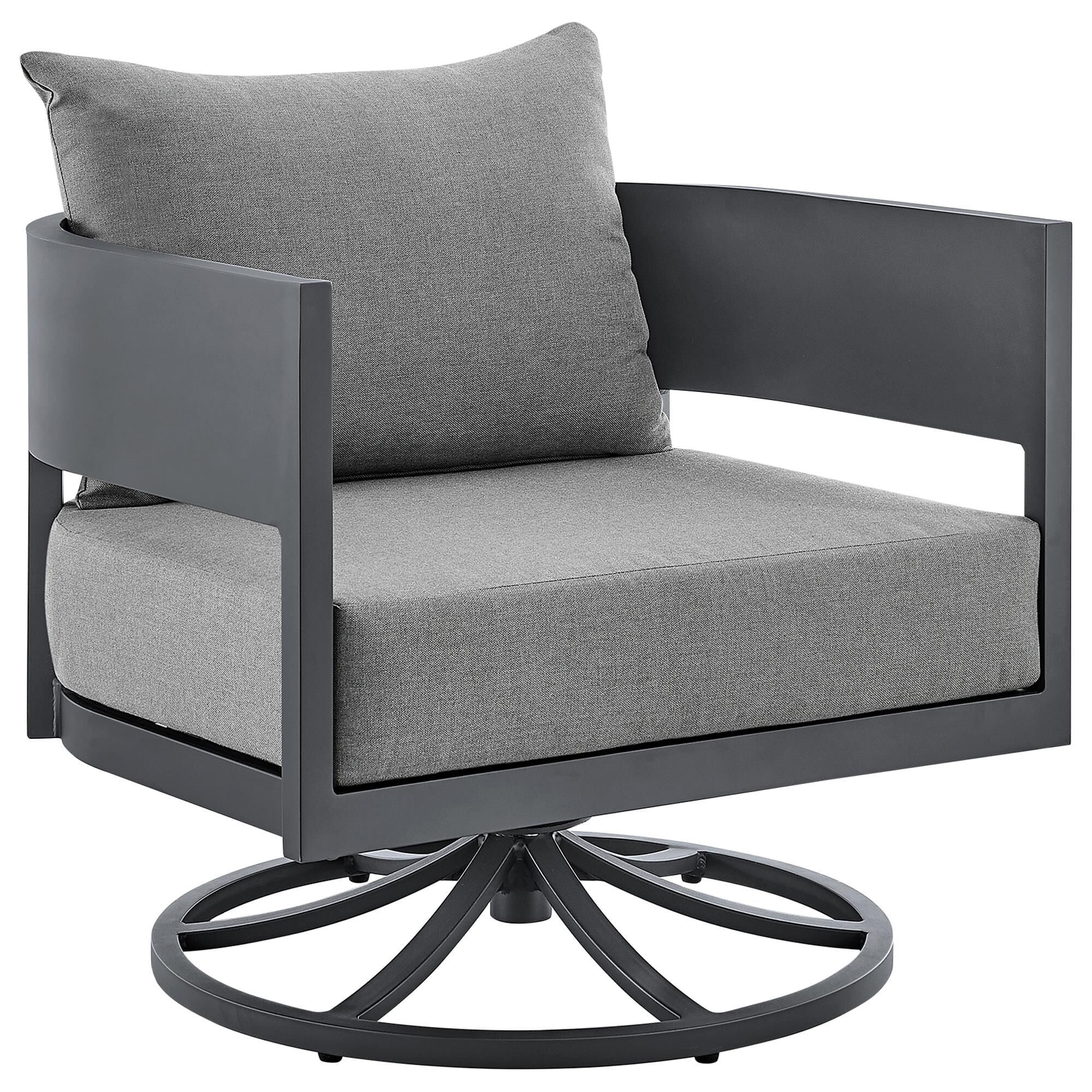 Blue River Argiope Patio Swivel Rocking Chair in Dark Grey NFM