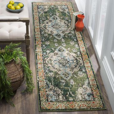 Safavieh Monaco MNC243F-26 2"2" x 6" Forest Green/Light Blue Runner, , large