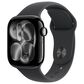 Apple Watch Series 11 (GPS) 42mm Aluminum Case with Black Sport Band - M/L in Jet Black and 2-Year AppleCare+, , large