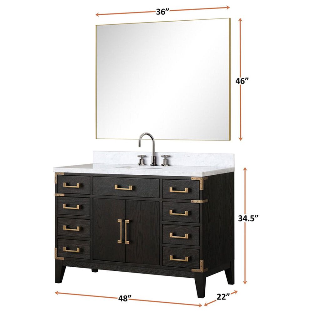 Lexora Home Laurel 48&quot; Single Bathroom Vanity in White Oak with White Quartz Top and Rectangular Sink, , large
