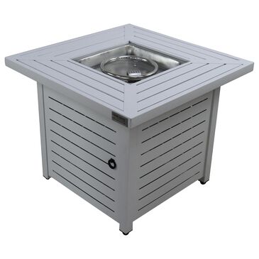 Living Source International Patio Square Fire Pit Table in White, , large