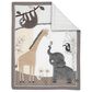 Lambs and Ivy Baby Jungle Animals 4-Piece Crib Bedding Set in Gray, White and Taupe, , large