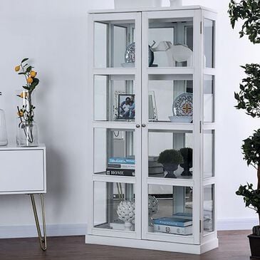 Furniture of America Vilas Curio Cabinet in White, , large