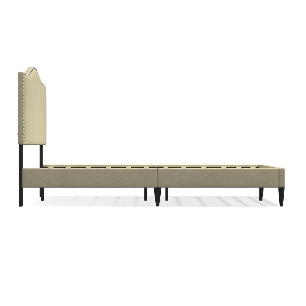 Glideaway Leighford Queen Upholstered Platform Panel Bed in Beige, , large