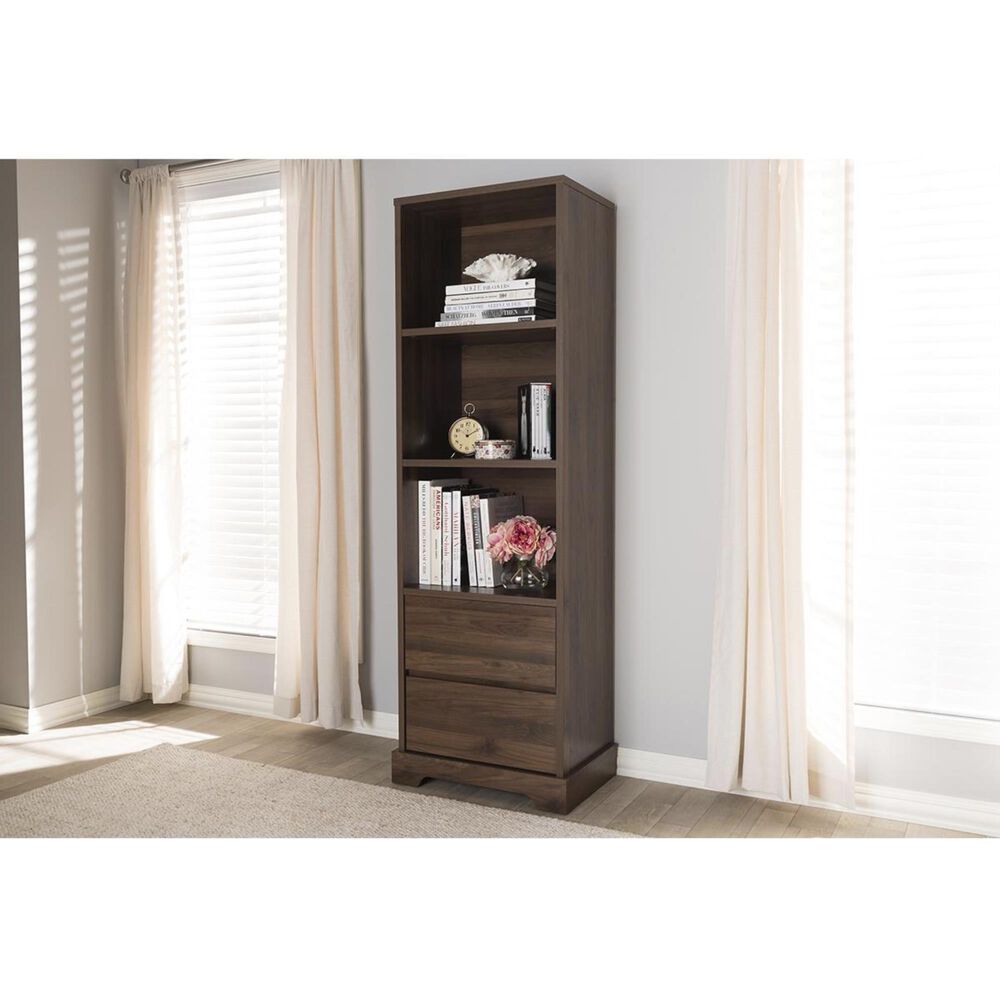 Baxton Studio Burnwood Bookcase in Brown, , large